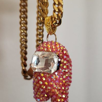 Gold & Ruby (plastic and rhinestone) Among Us bling