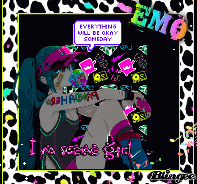 Home. A Blingee of scene-girl Miku: everything will be okay someday.